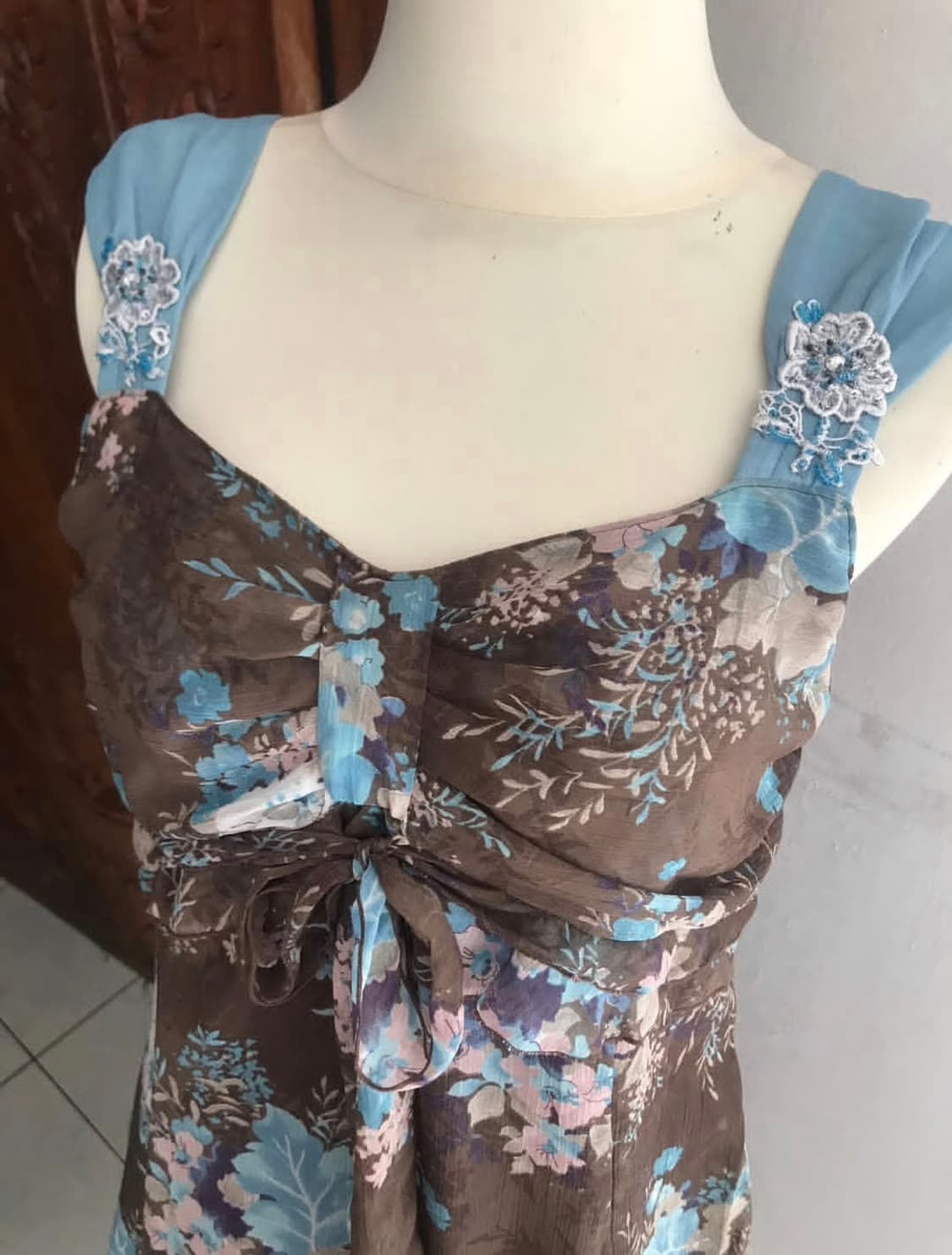 플로럴 슬리브리스 원피스 상품이미지1