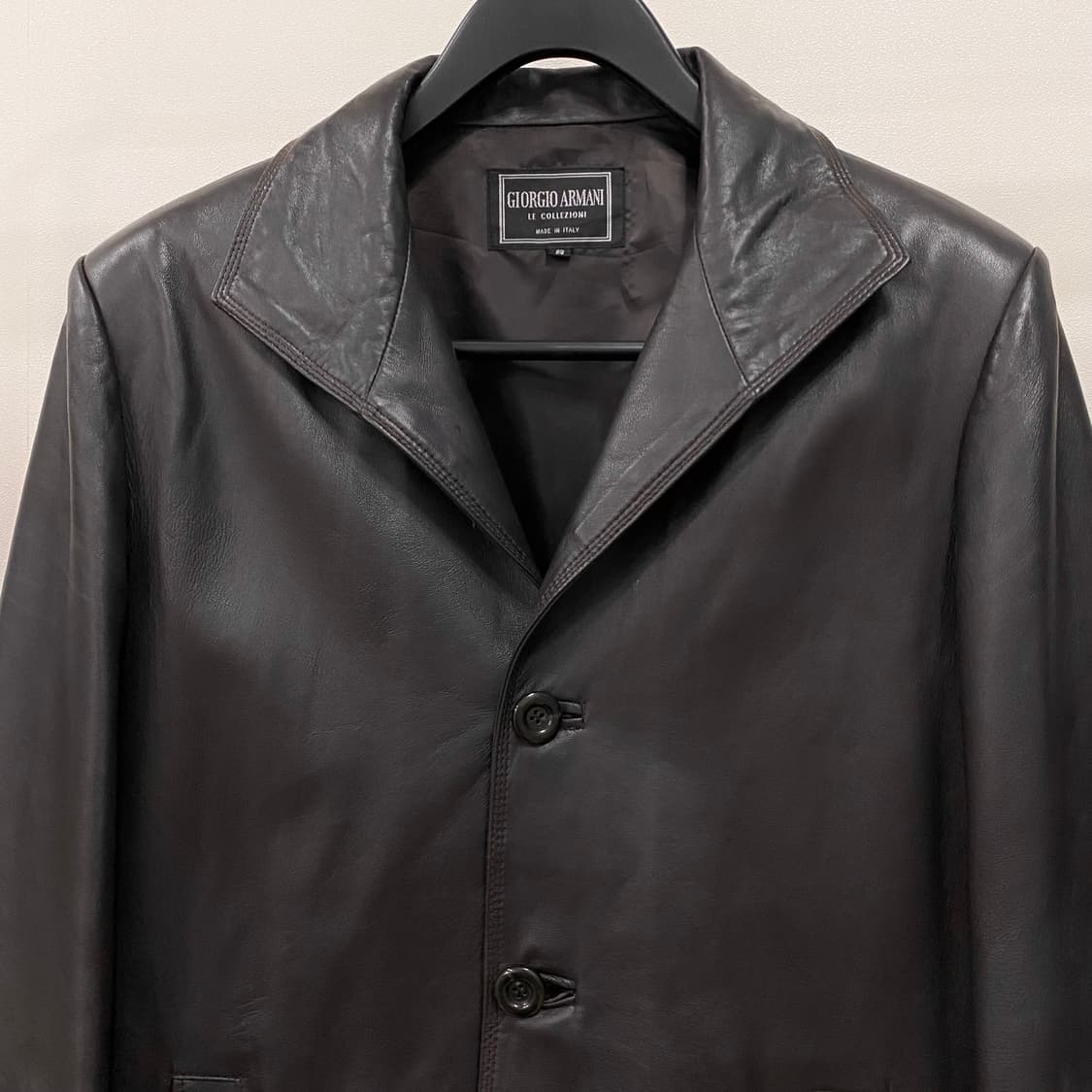 조르지오 아르마니 90s 알파카 레더 코트 자켓 상품이미지3