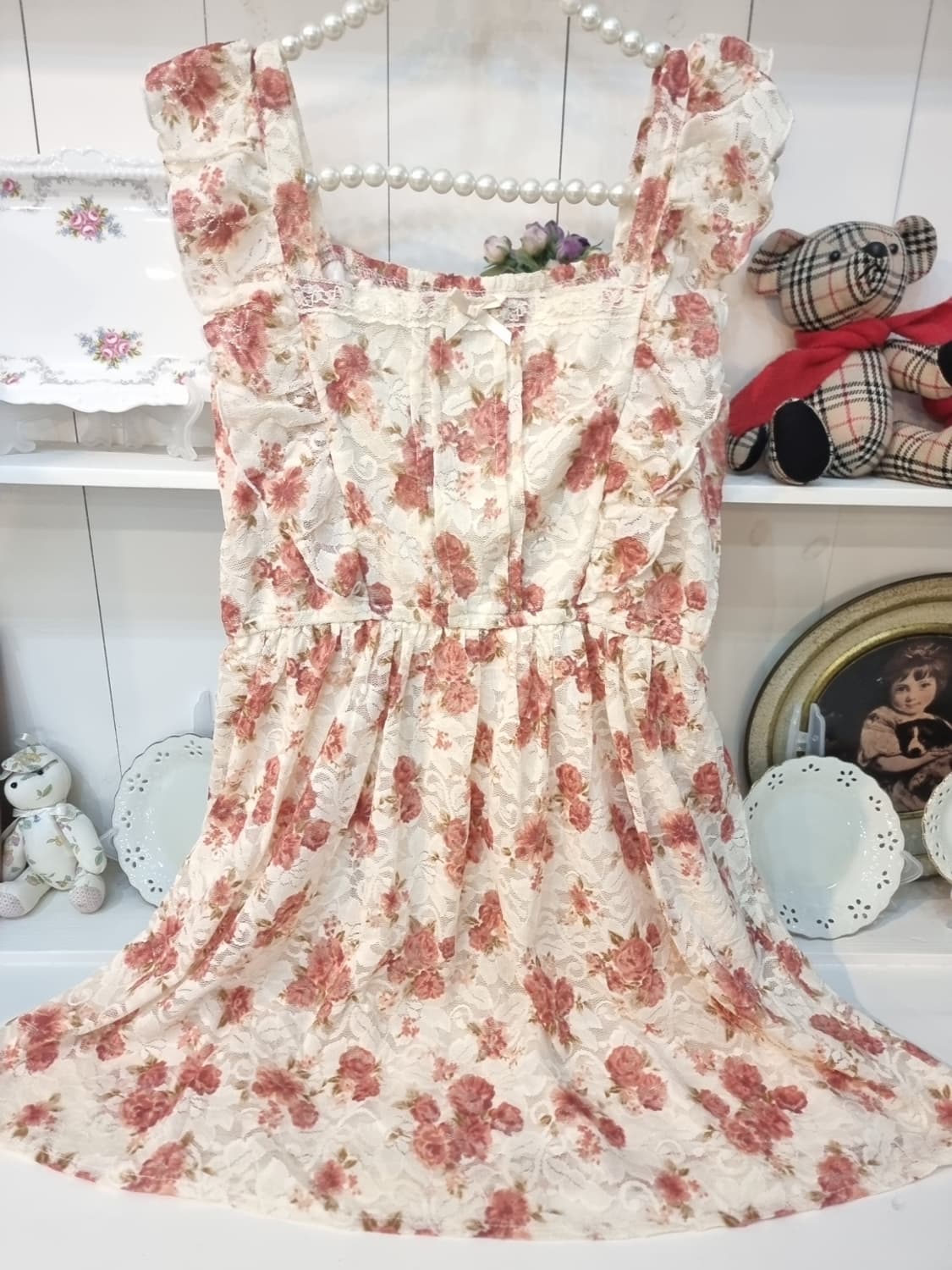 LIZ LISA 리즈리사 로즈 레이스 오버레이 원피스 상품이미지4