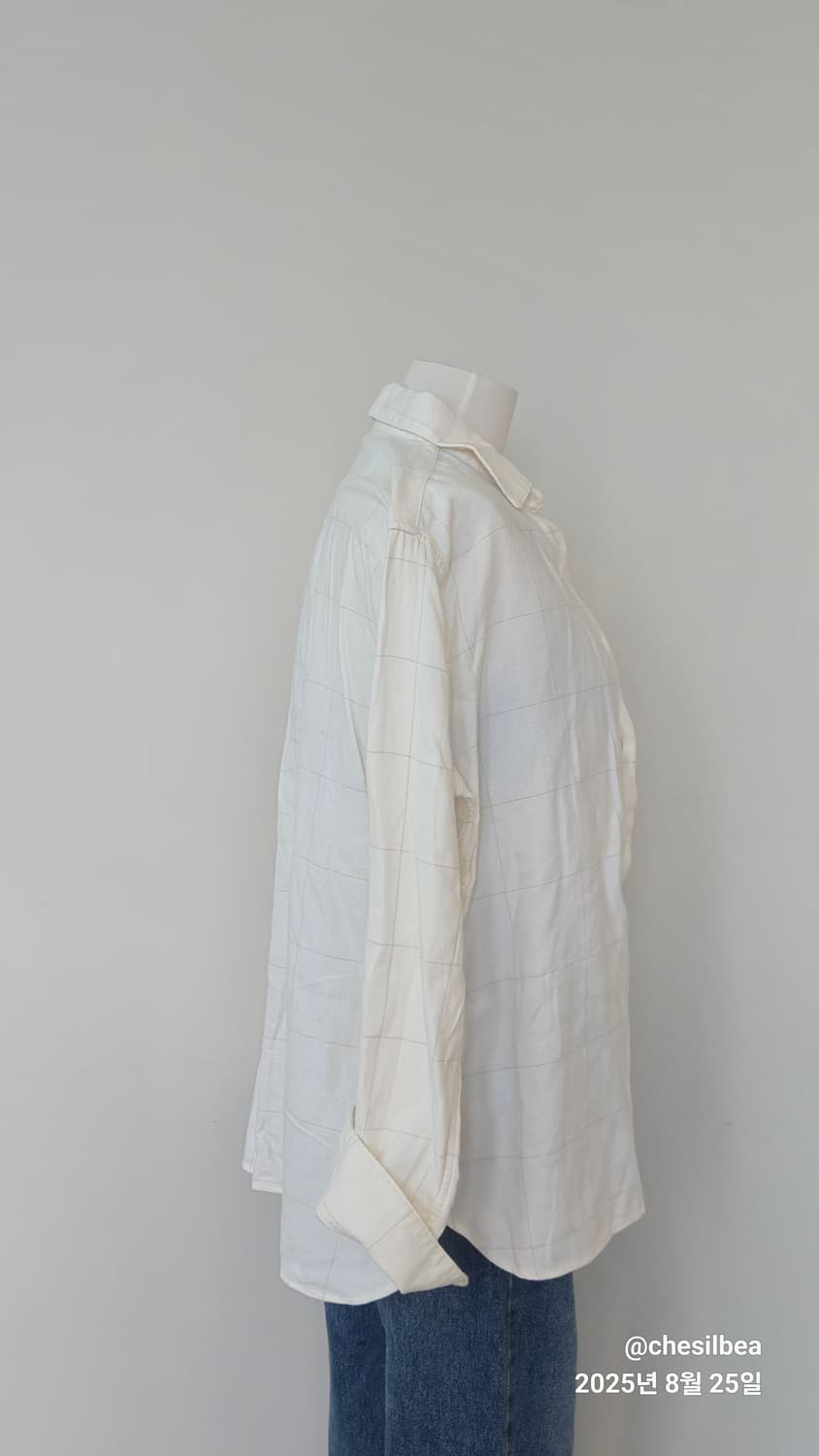 MUJI 무지 체크 아이보리 셔츠 상품이미지3