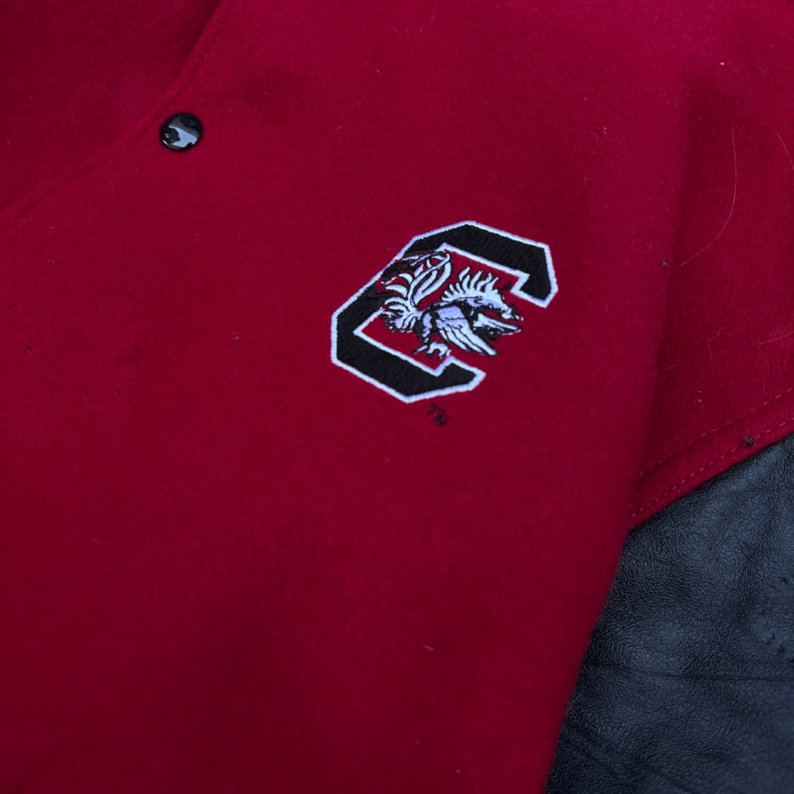 빈티지 올드스쿨 리얼레더 레드 바시티 자켓 상품이미지3