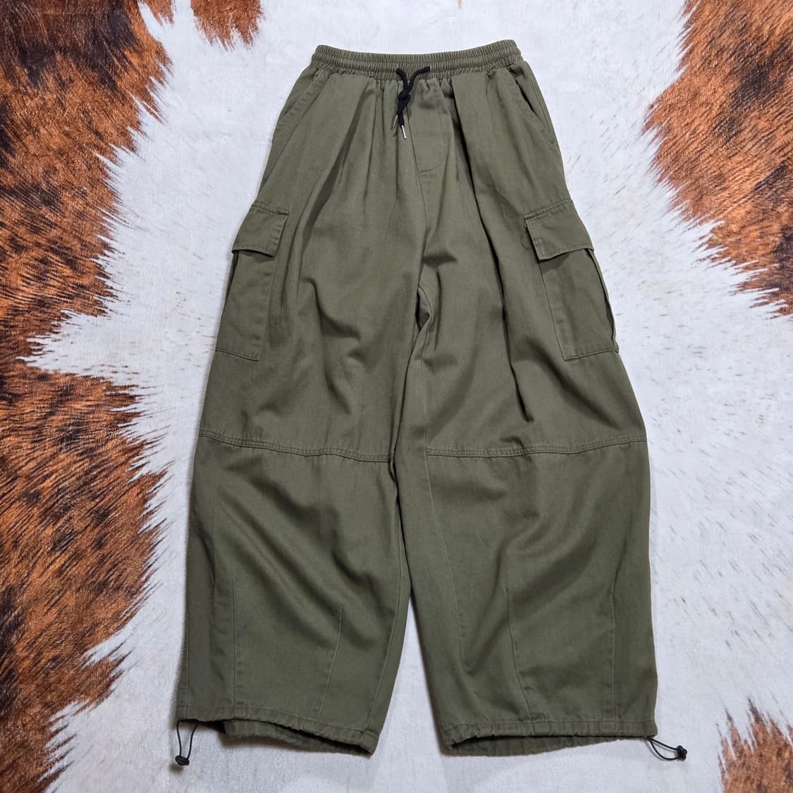 빈티지 카고 카키 코튼 벌룬 팬츠 상품이미지1