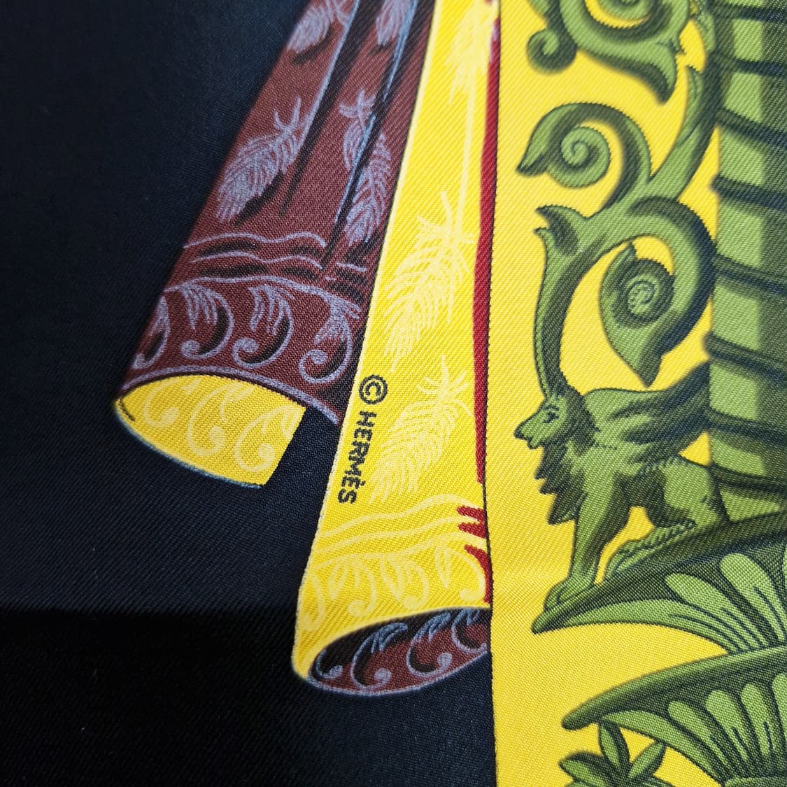 에르메스 까레 90 희귀 스카프 L' Atlantide 블랙 오렌지 레드 상품이미지7