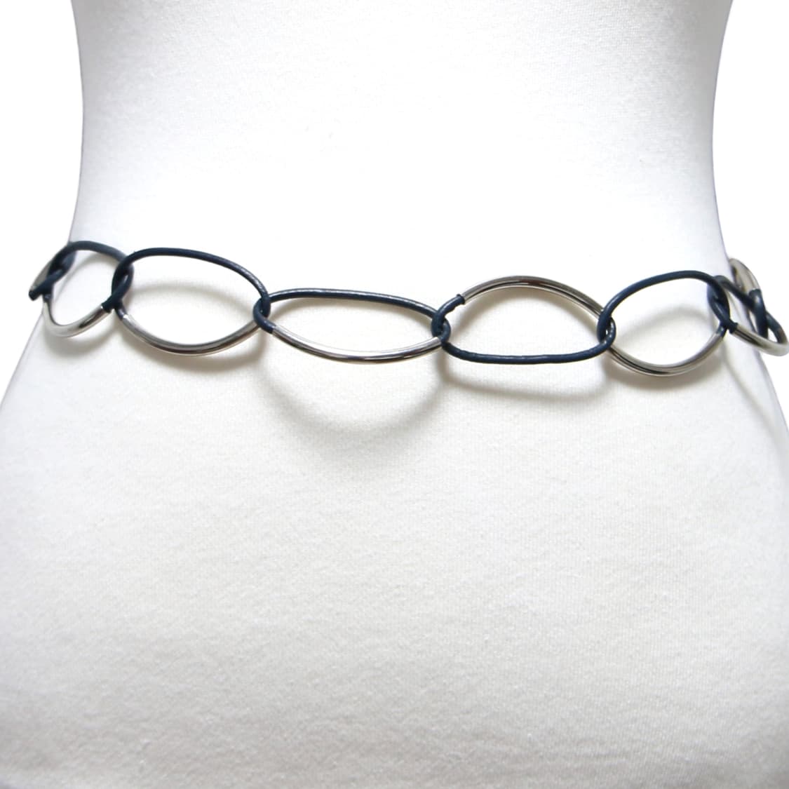 Navy Leather Chain belt 상품이미지6