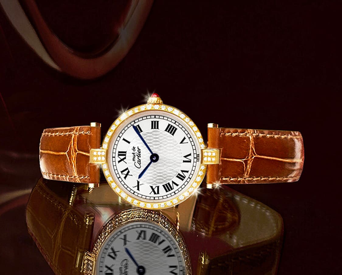 까르띠에 한정판 벤덤 1847 실버 다이얼 여성 악어가죽 시계 상품이미지9