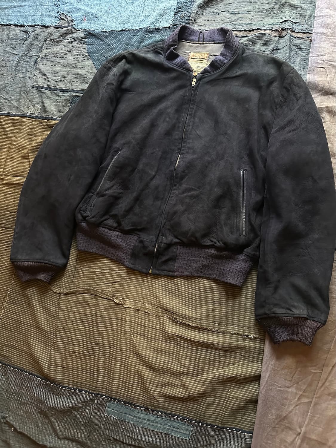 50s USA Deer Skin Suede Bomber Jacket 상품이미지3