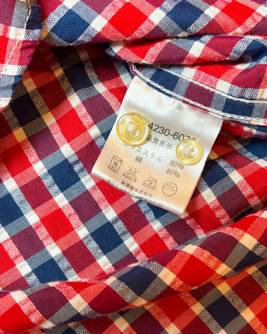 일본빈티지 kangol 반팔 체크셔츠 상품이미지3