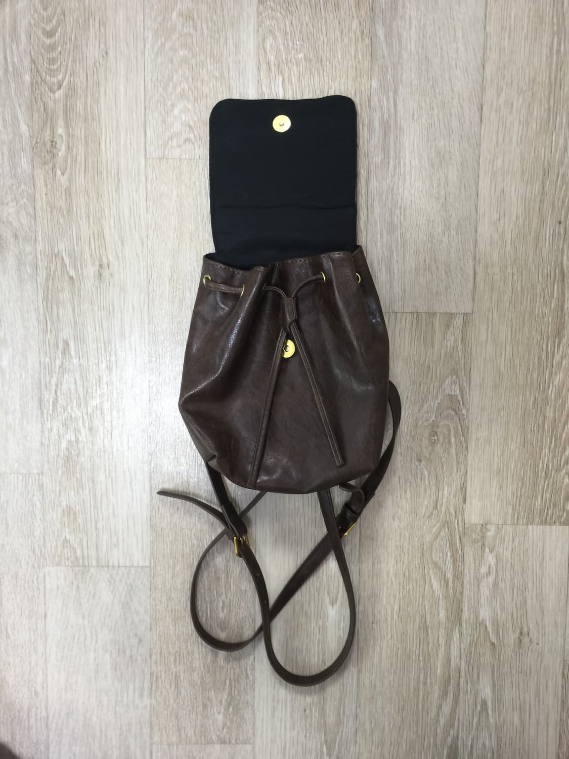 빈티지 미니 가죽 백팩 브라운 상품이미지3