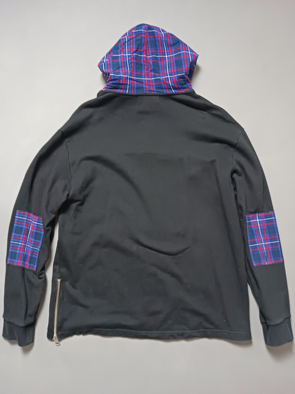 [L] PLAC 블랙 체크 레이어드 후드티 상품이미지6