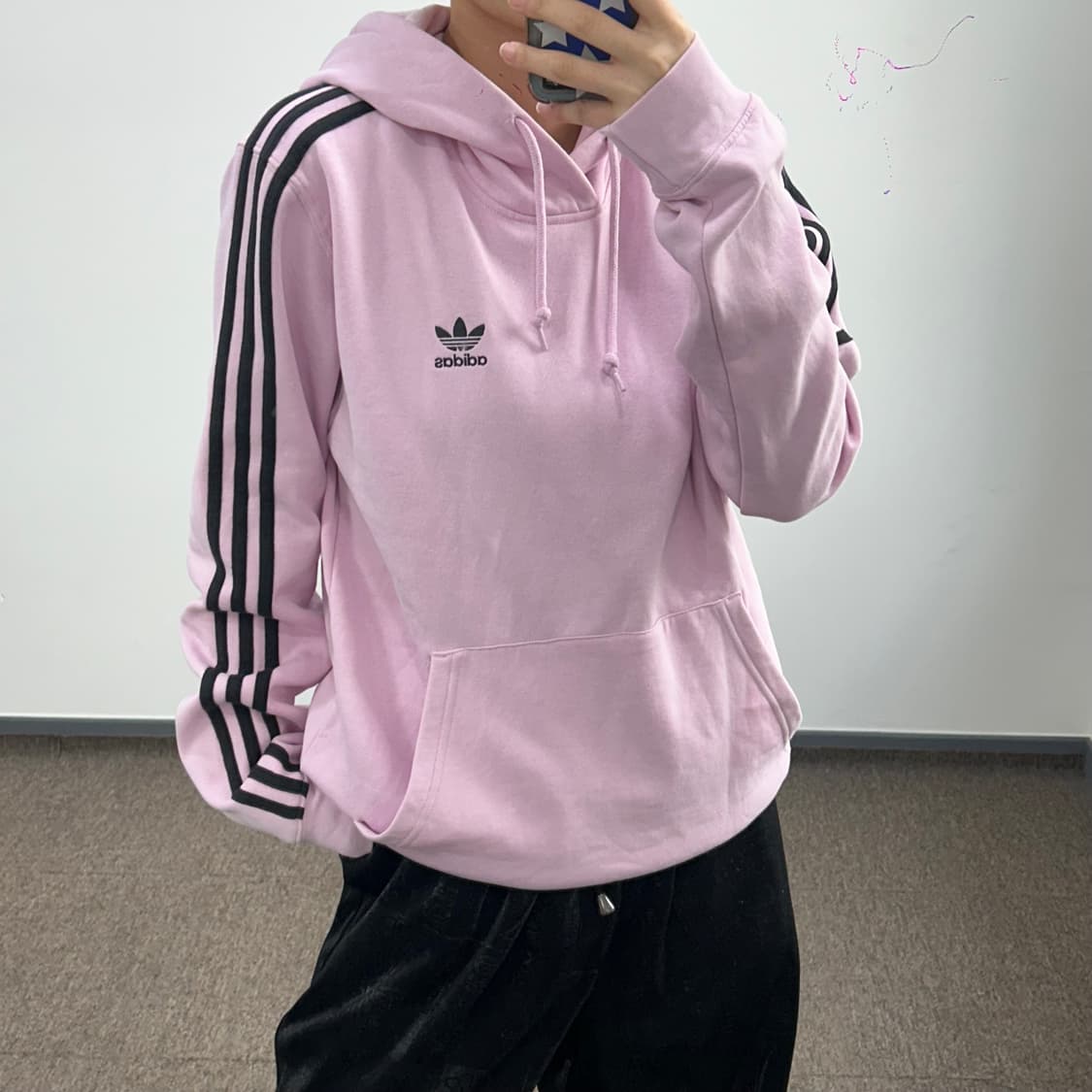 Adidas 아디다스 블랙 파이어버드 라이트핑크 후드티 상품이미지2