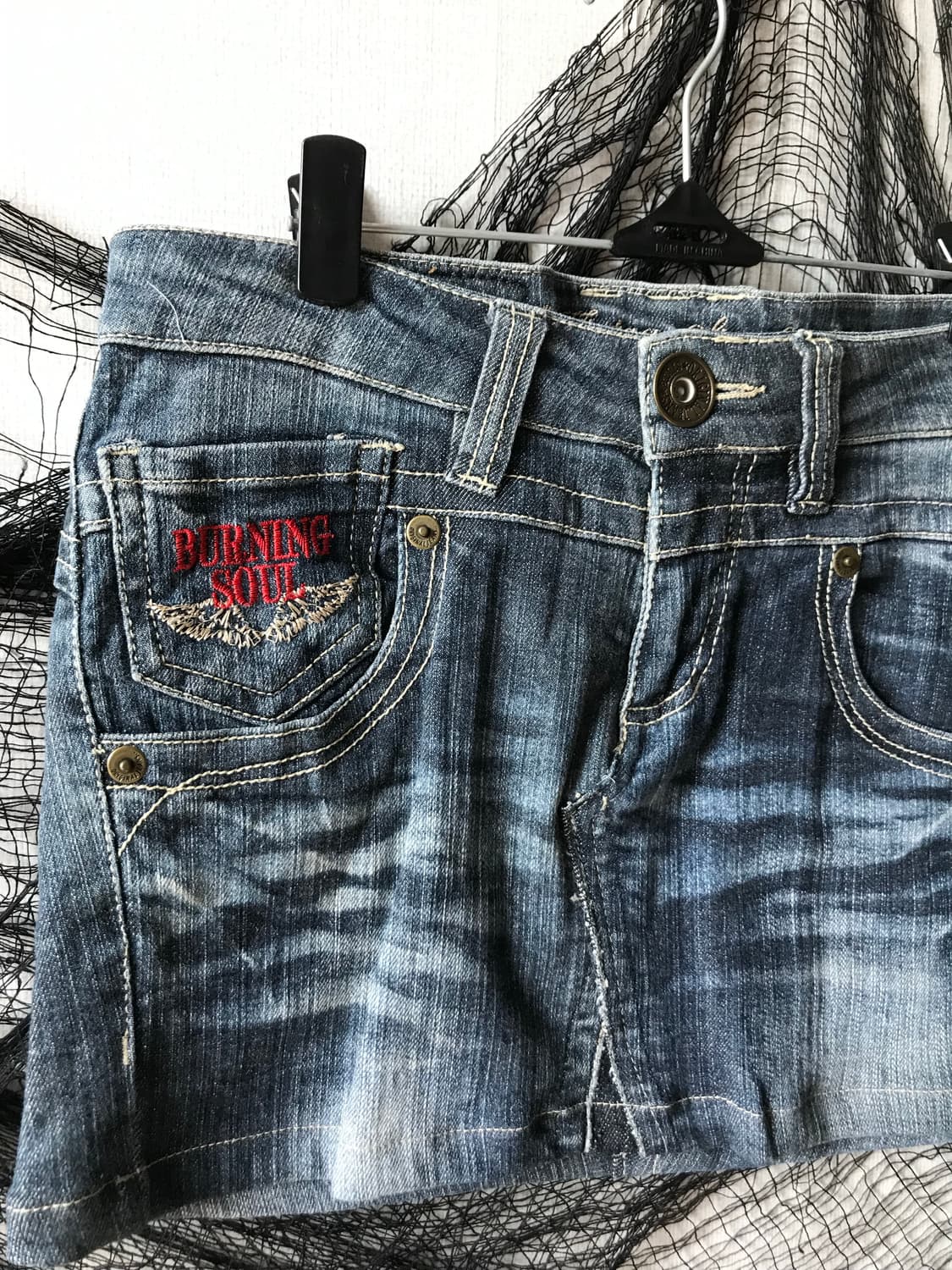 00s mood back patch detailed denim skirt 상품이미지5