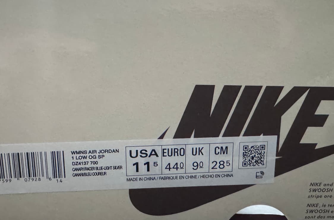 나이키 에어 조던1 로우 OG SP 카나리 W285 새상품 상품이미지3