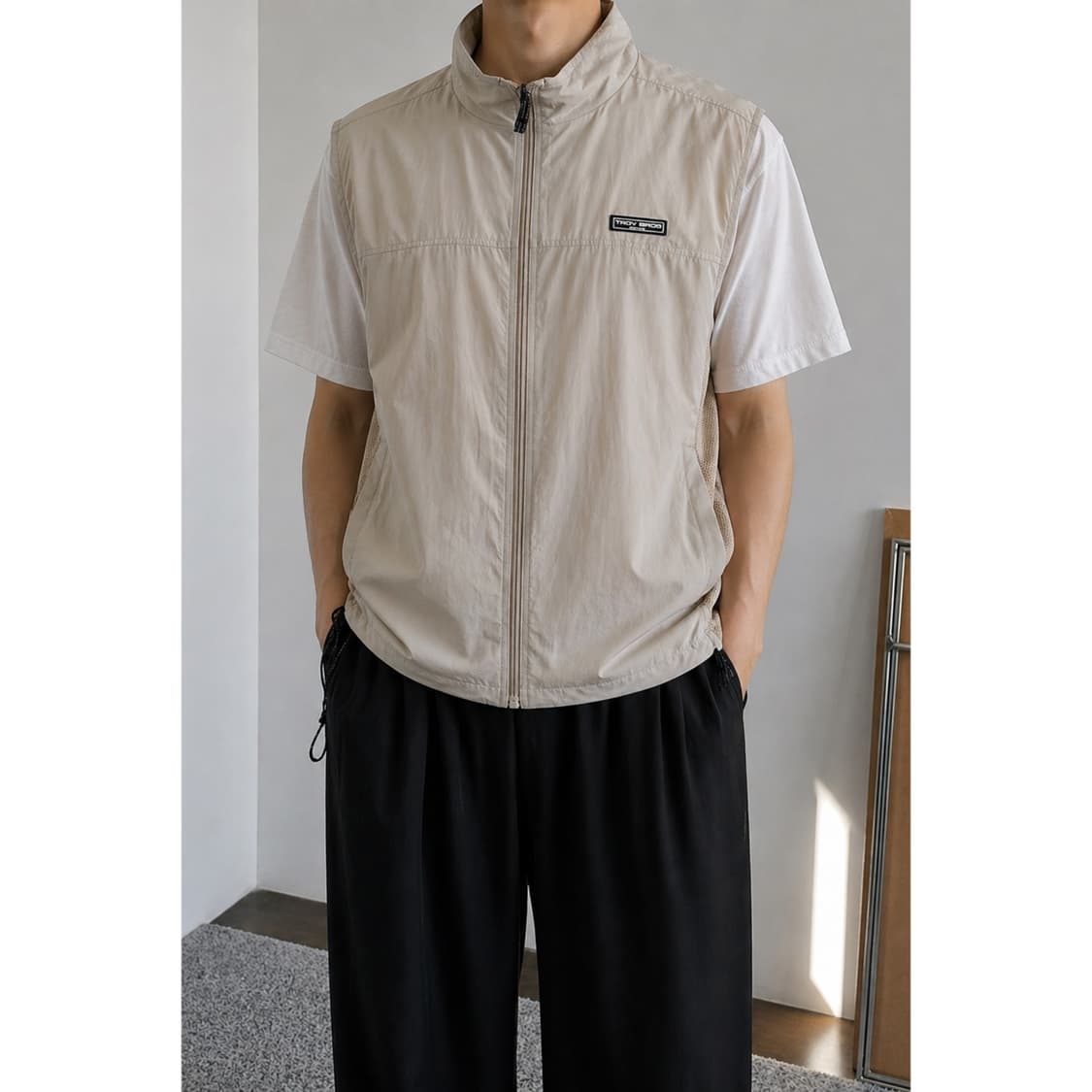 베이지 조끼 탑 상품이미지1