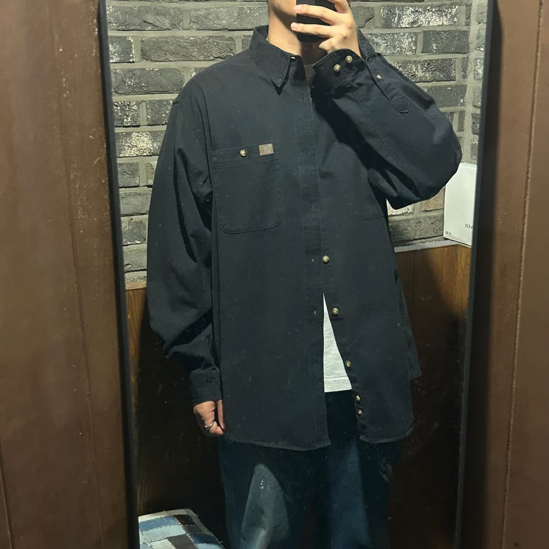 XXL) Wrangler 랭글러 투포켓 워크웨어 코튼 셔츠 블랙 W20 상품이미지8