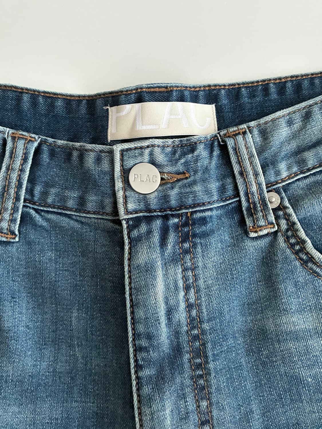 33) 플랙 PLAC 크롭 밀란 데님 청바지 중청 상품이미지5