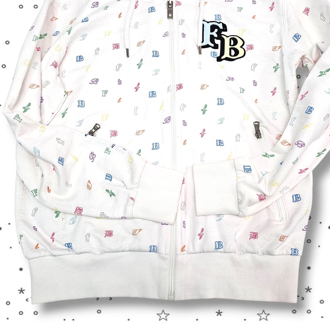 L FUBU 후부 화이트 패턴 후드집업 상품이미지5