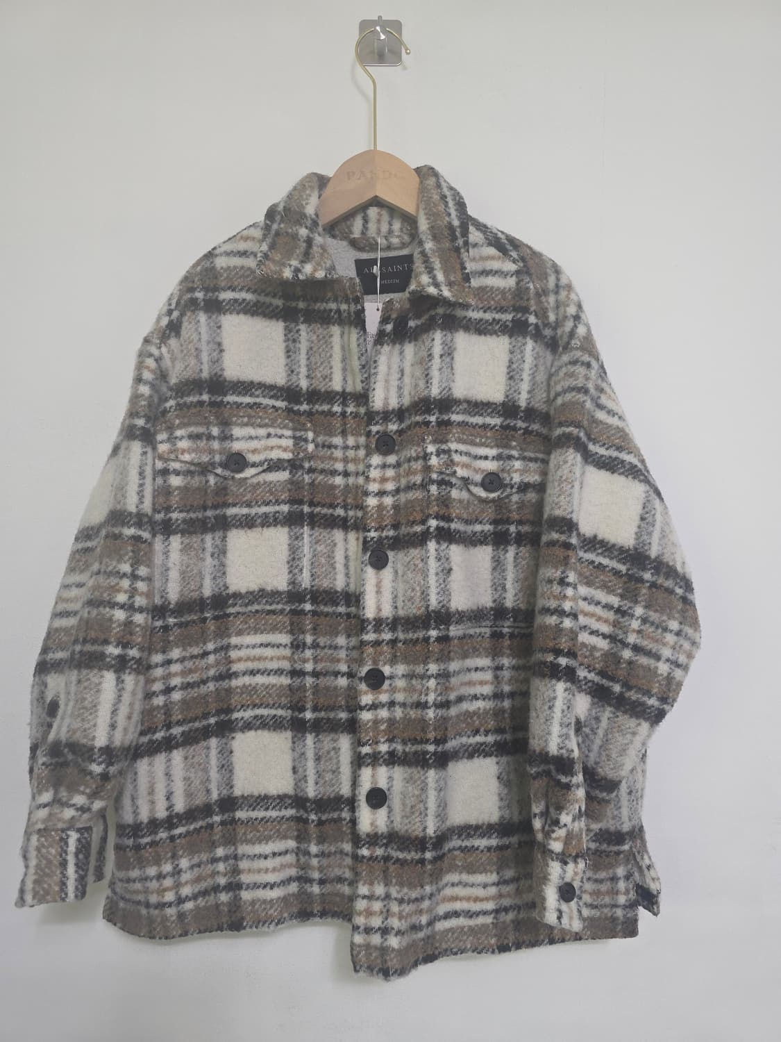 올세인츠 ALLSAINTS 울혼방 체크 셔츠자켓 M새제품 상품이미지3