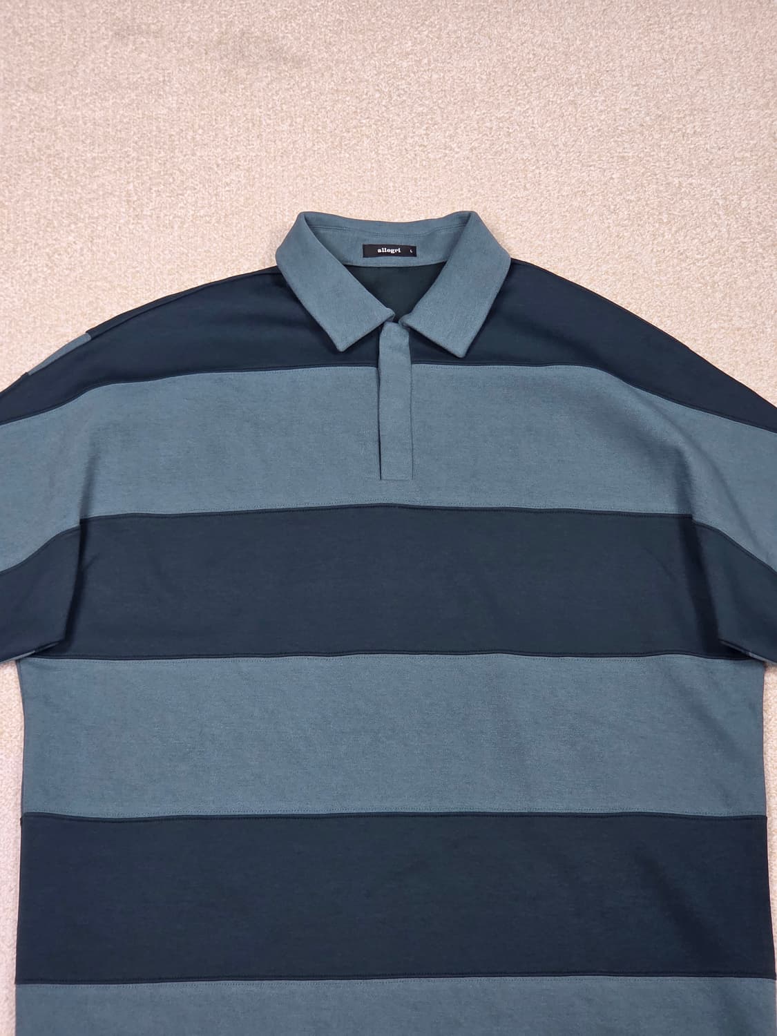 [알레그리] 와이드 블럭 스트라이프 히든 플래킷 카라티 | S00124 상품이미지2