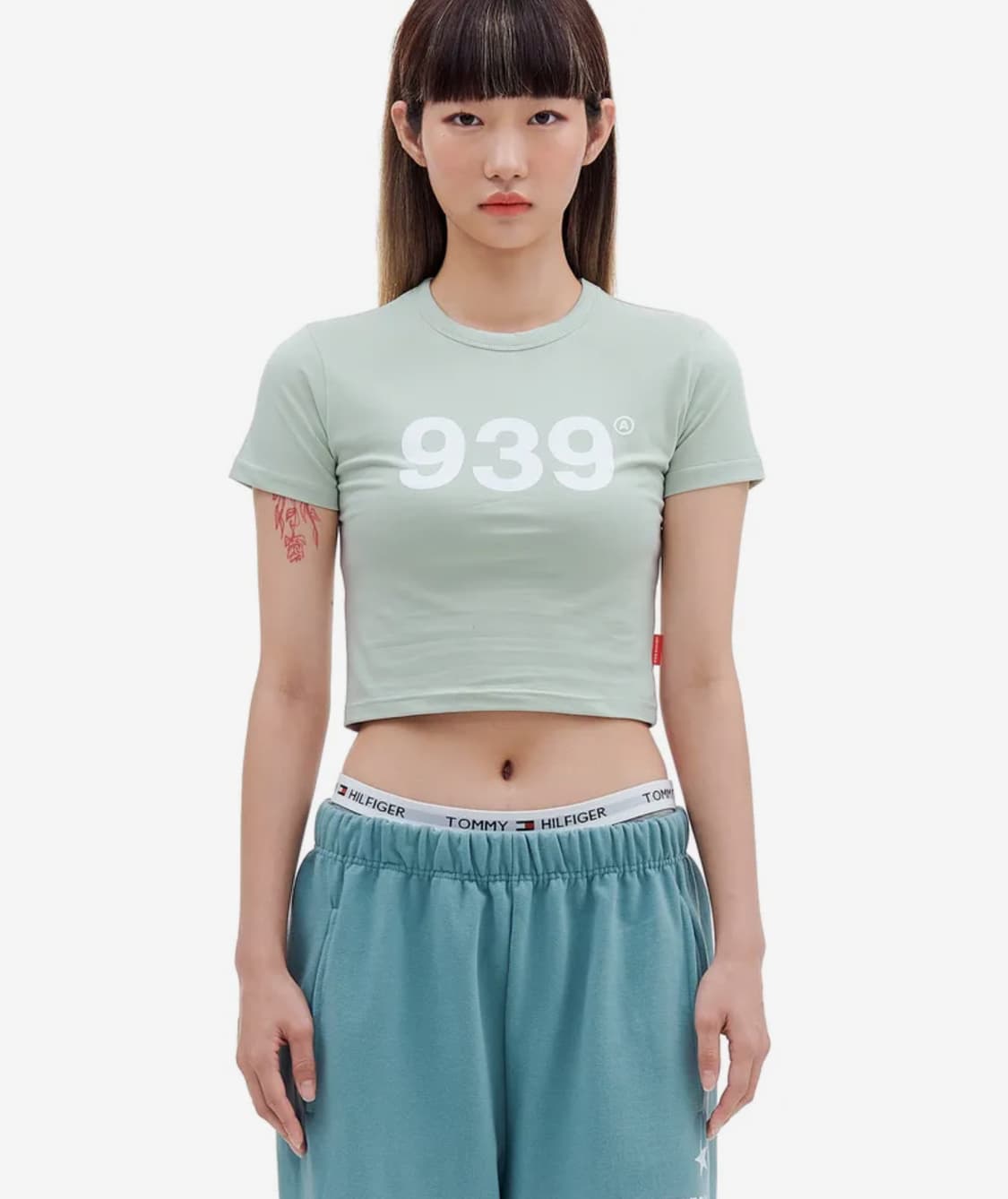 아카이브 볼드 LOGO CROP TOP (PALE SAGE)  상품이미지1