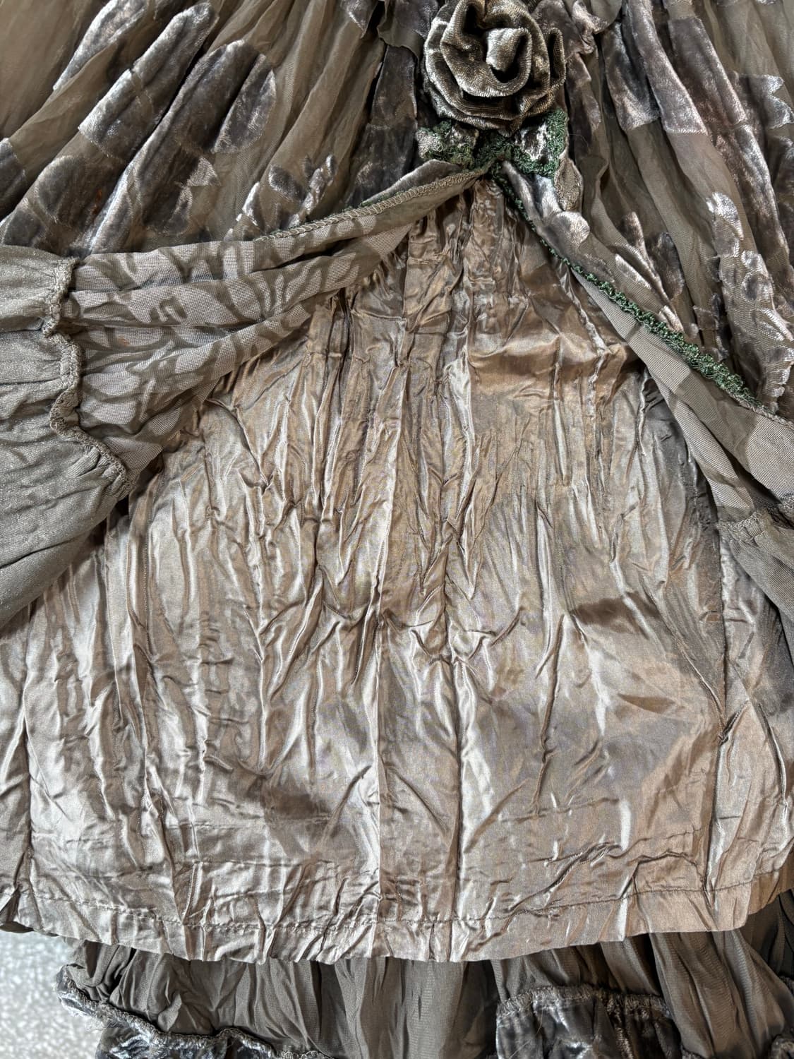 빈티지 엔틱 벨벳 레이어드 셔링 레이스 롱 스커트 상품이미지9