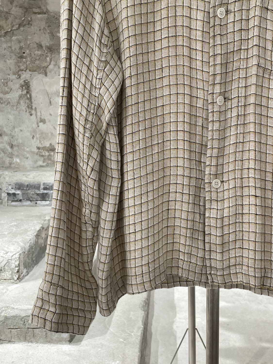 아워레가시 로우 포테이토 옐로우 체크 박스 린넨 셔츠 상품이미지4