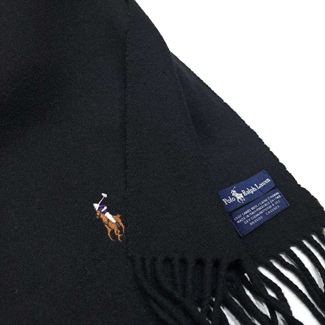 MX639 폴로 90s 이태리판 램스울 멀티포니 블랙 머플러 목도리 상품이미지5