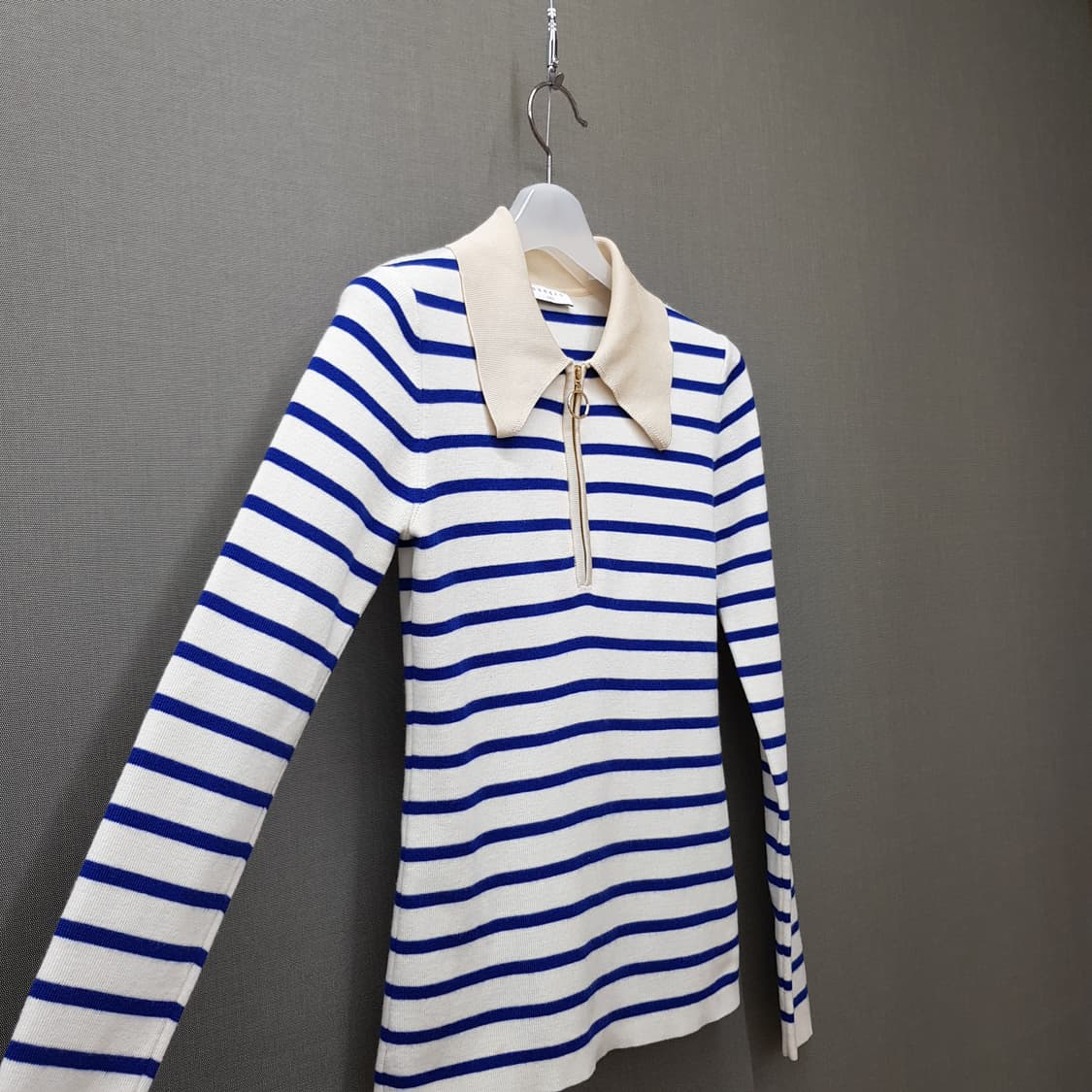 Sandro 산드로 스트라이프 집업 카라 니트 1사이즈 상품이미지4