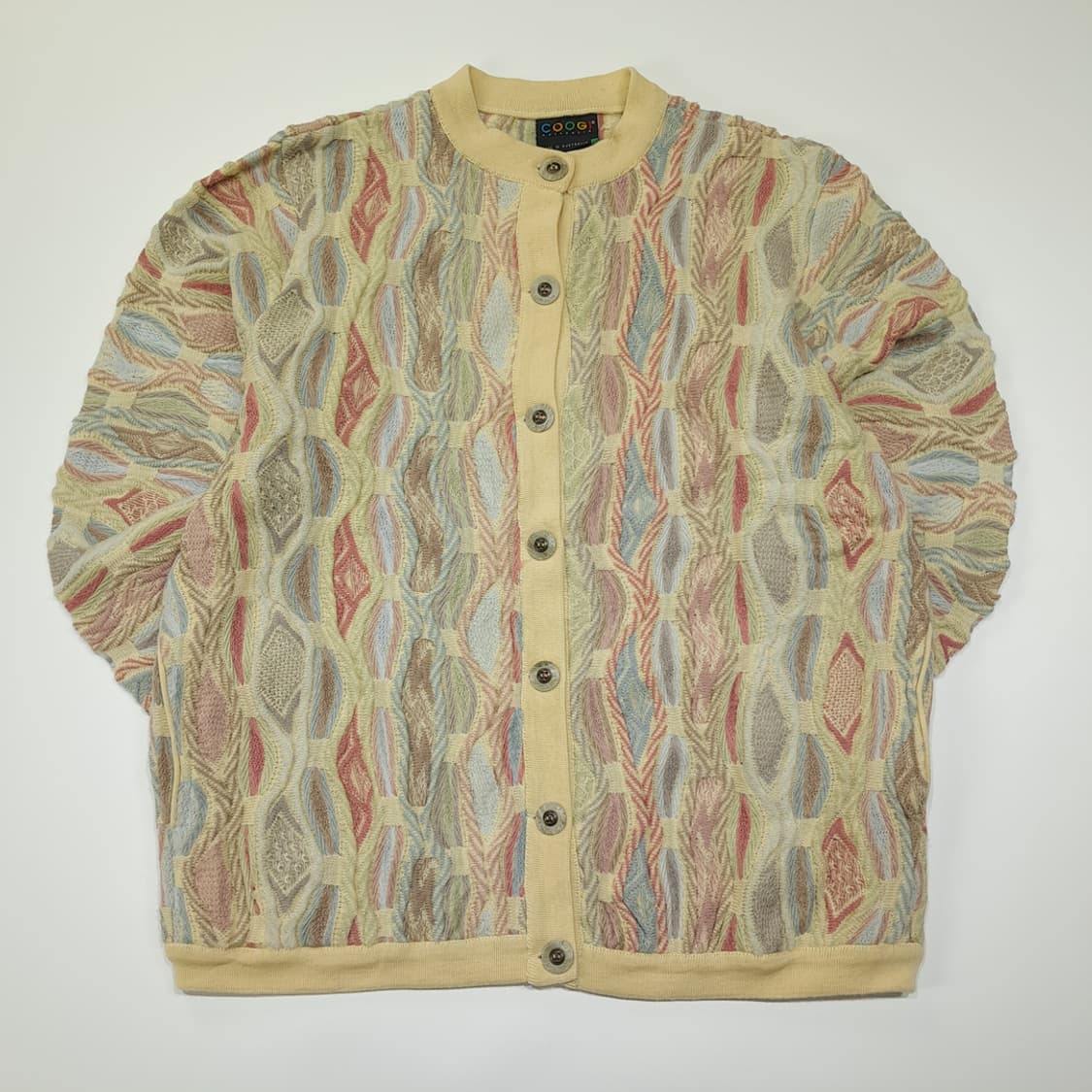 CL114 L COOGI 멀티 컬러 퓨어 울 버튼 카디건 상품이미지1