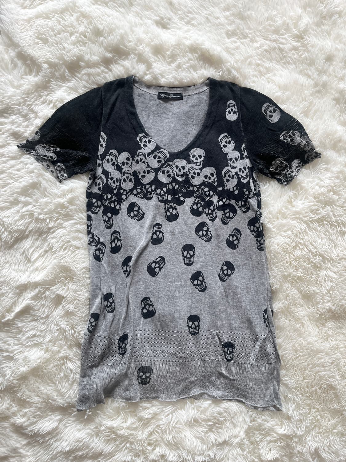 히스테릭 글래머 해골 스컬 올오버 그래픽 레이스 니트 반팔 티셔츠 튜닉 상품이미지1