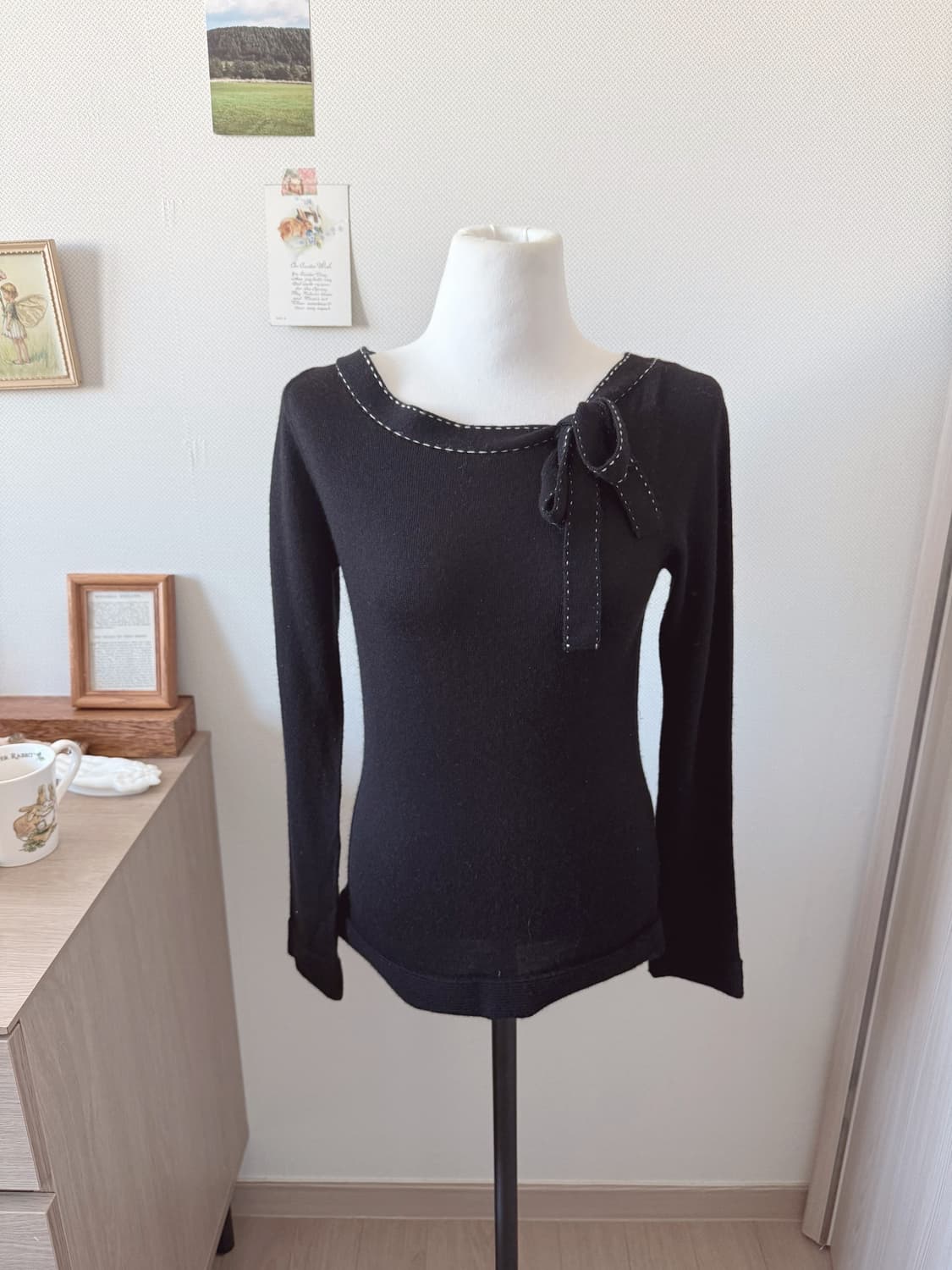 블랙 리본 니트 상품이미지1