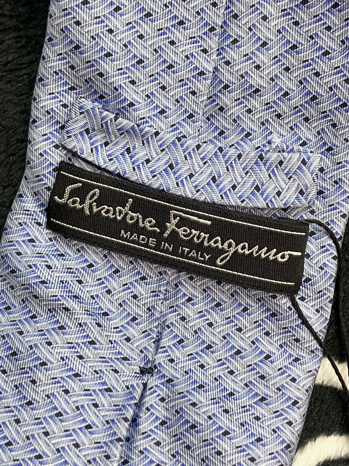 살바토레 페라가모 실크 넥타이 블루 #csz3207 상품이미지3