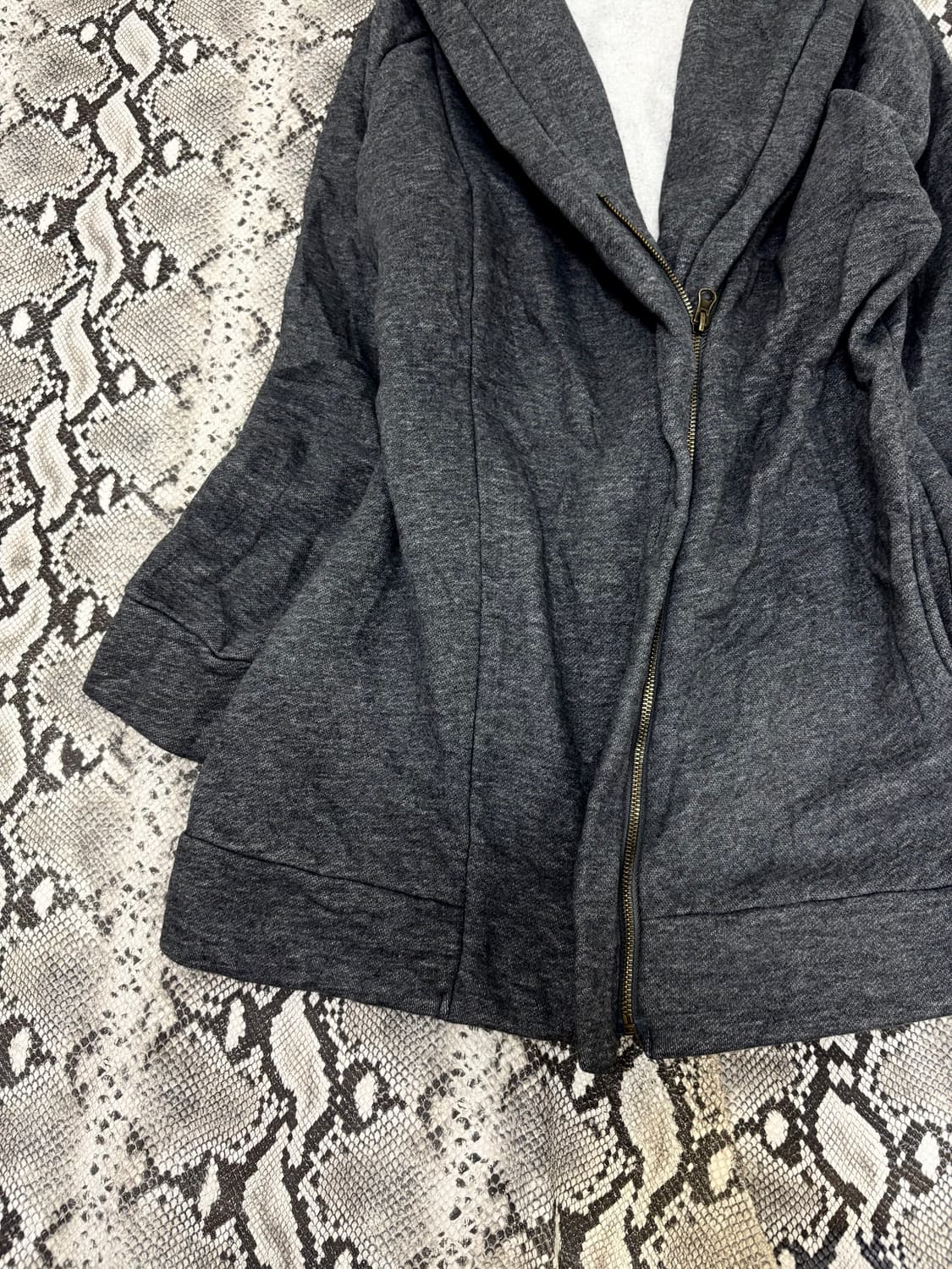“Vintage” Grey Side Zipper Detail Hooded 상품이미지5