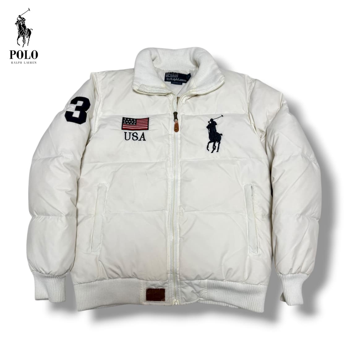 폴로 랄프로렌 빅포니 성조기 패딩 화이트 상품이미지1