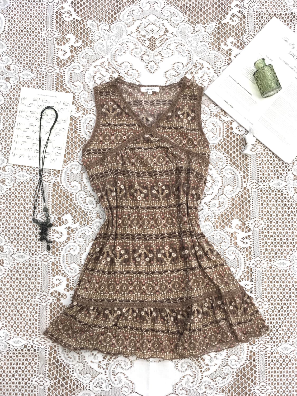 jpn vintage mori brown frill onepiece 상품이미지1