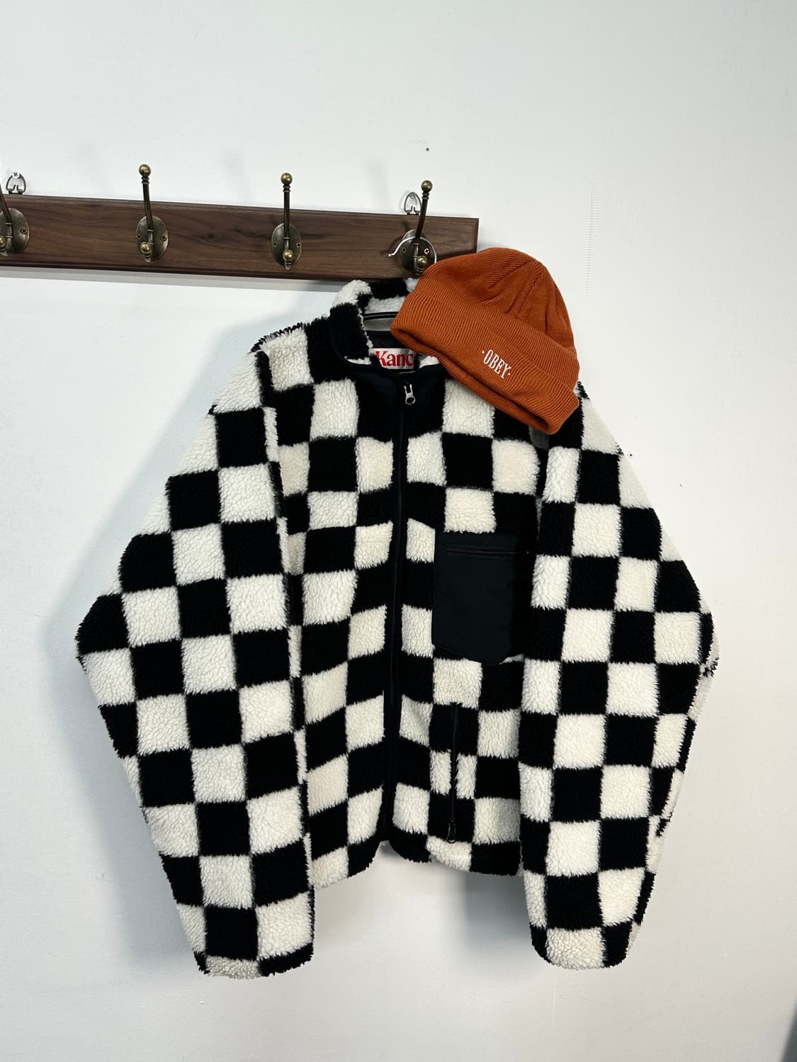 kanco 체커보드 쉐르파 자켓 남녀공용 free 상품이미지3
