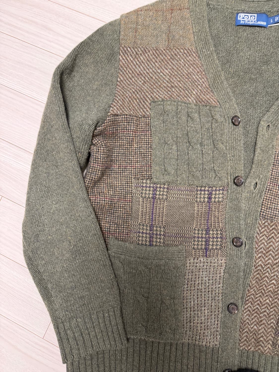 폴로 랄프로렌 트위드 패치워크 가디건 L 상품이미지7