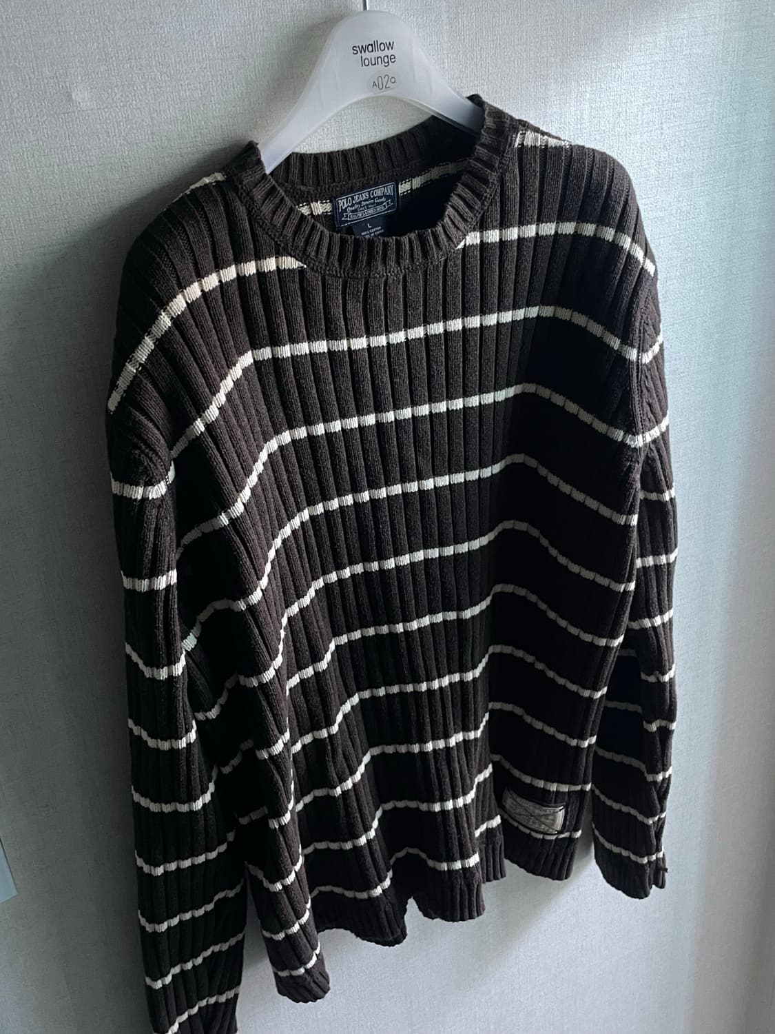 폴로진스 빈티지 스트라이프 코튼 니트 L 상품이미지1