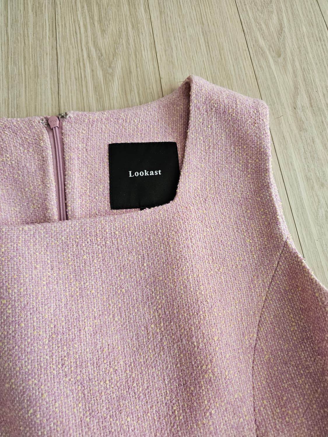 룩캐스트 핑크 트위드 미니 원피스 m사이즈 상품이미지3