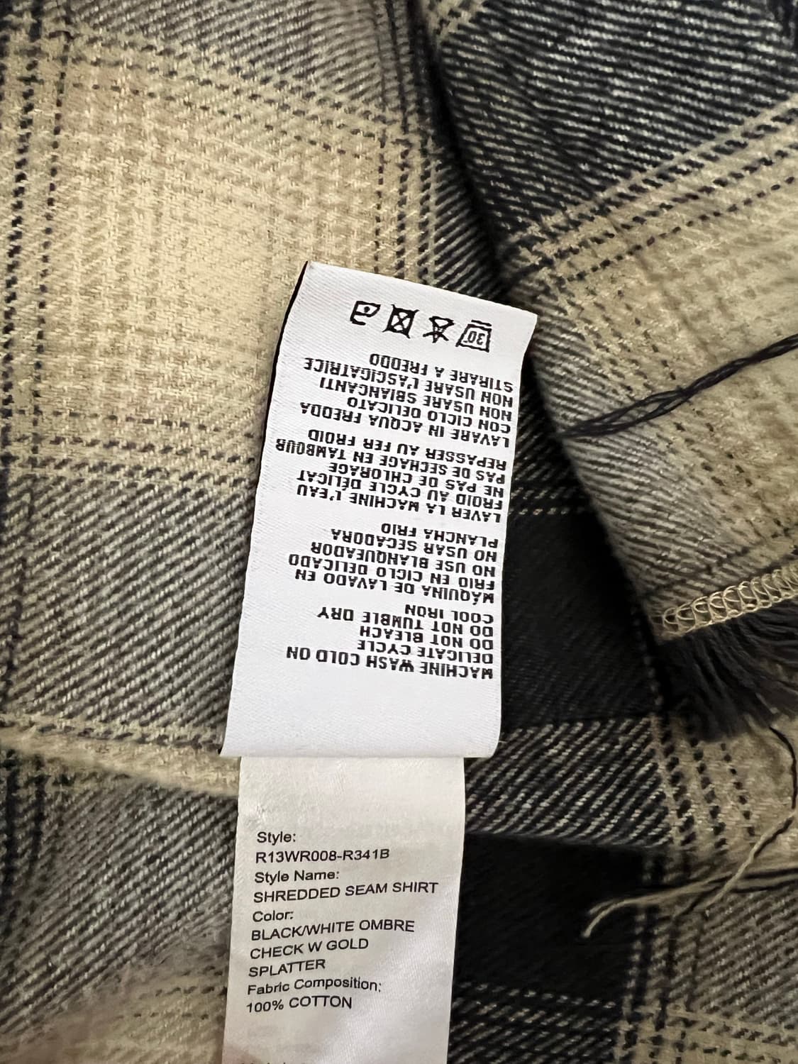 R13 데미지 체크 셔츠 상품이미지3