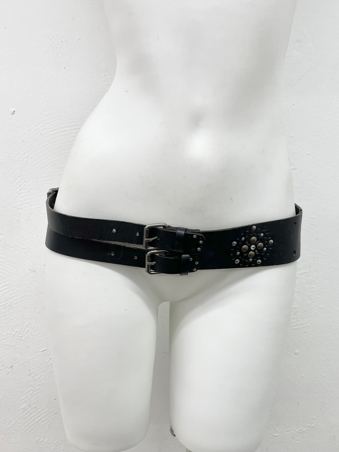 리얼레더 투버클 스터드 와이드 벨트 상품이미지2