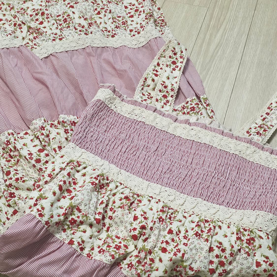 모리걸st 로즈 패치워크 캉캉 슬리브리스 롱원피스 상품이미지4