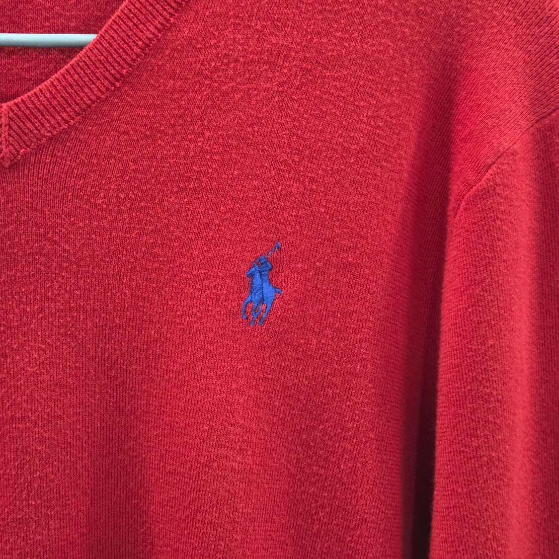 폴로랄프로렌 피마코튼 브이넥 니트 레드 S 상품이미지2