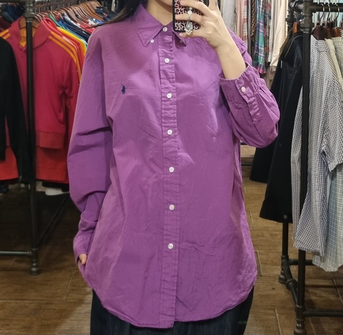 [Hi] polo 폴로 긴팔 셔츠 퍼플 상품이미지1