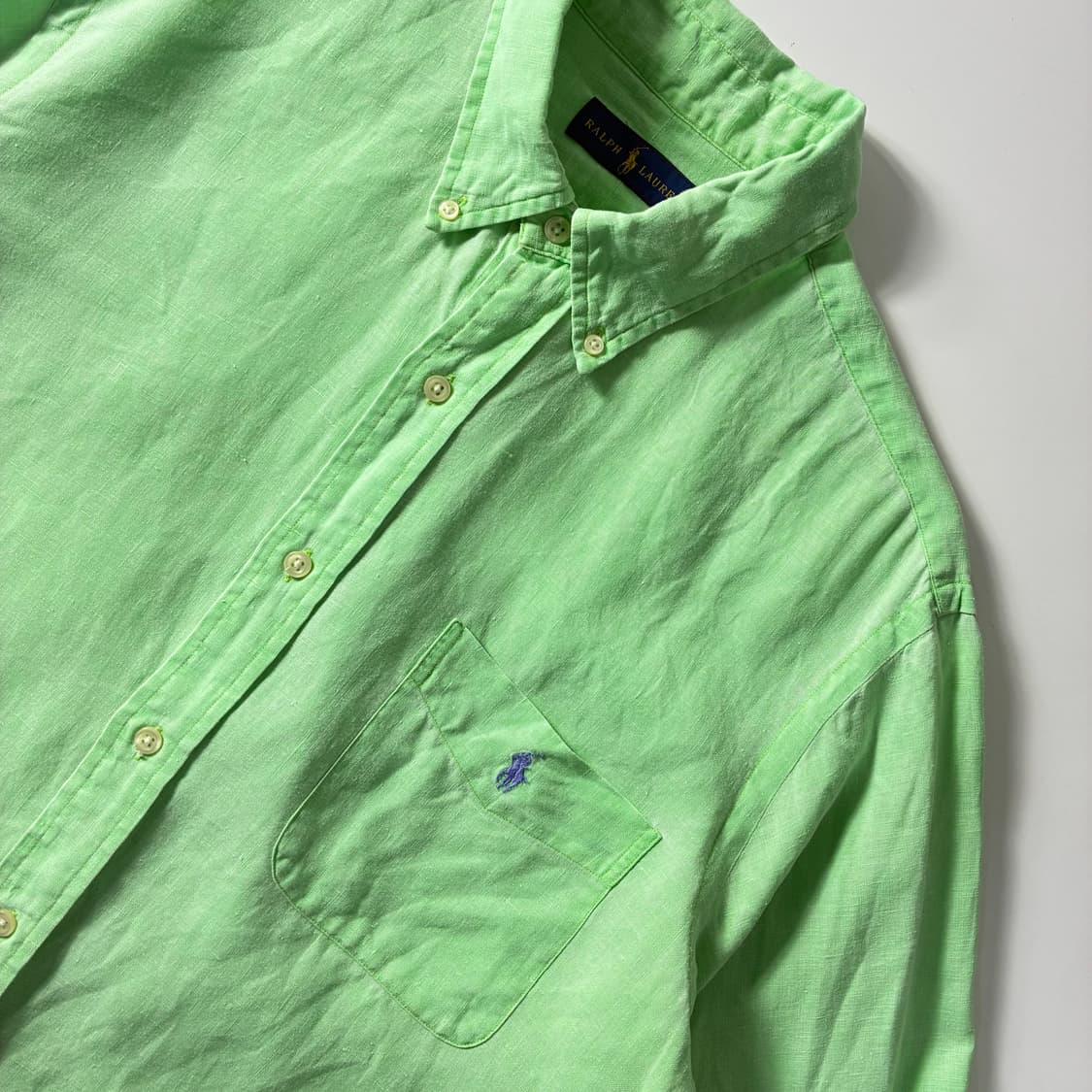 Polo  폴로 랄프로렌 자수 린넨 라이트그린 셔츠   상품이미지3
