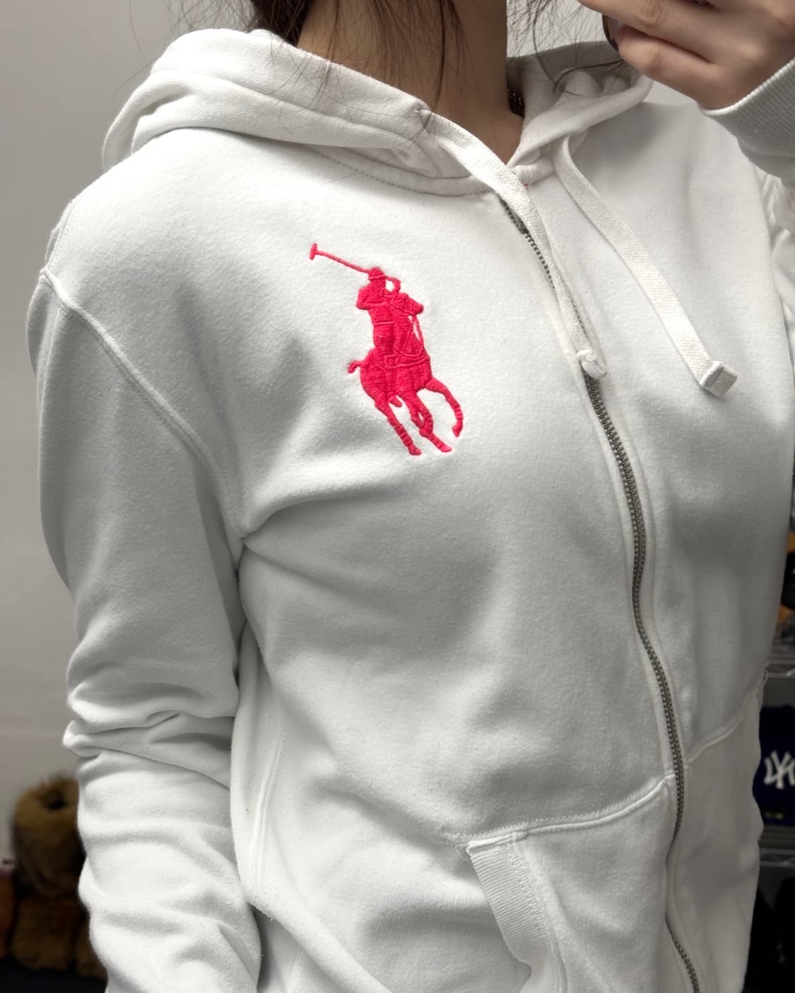 폴로 핑크 빅포니 로고 후드집업 상품이미지3