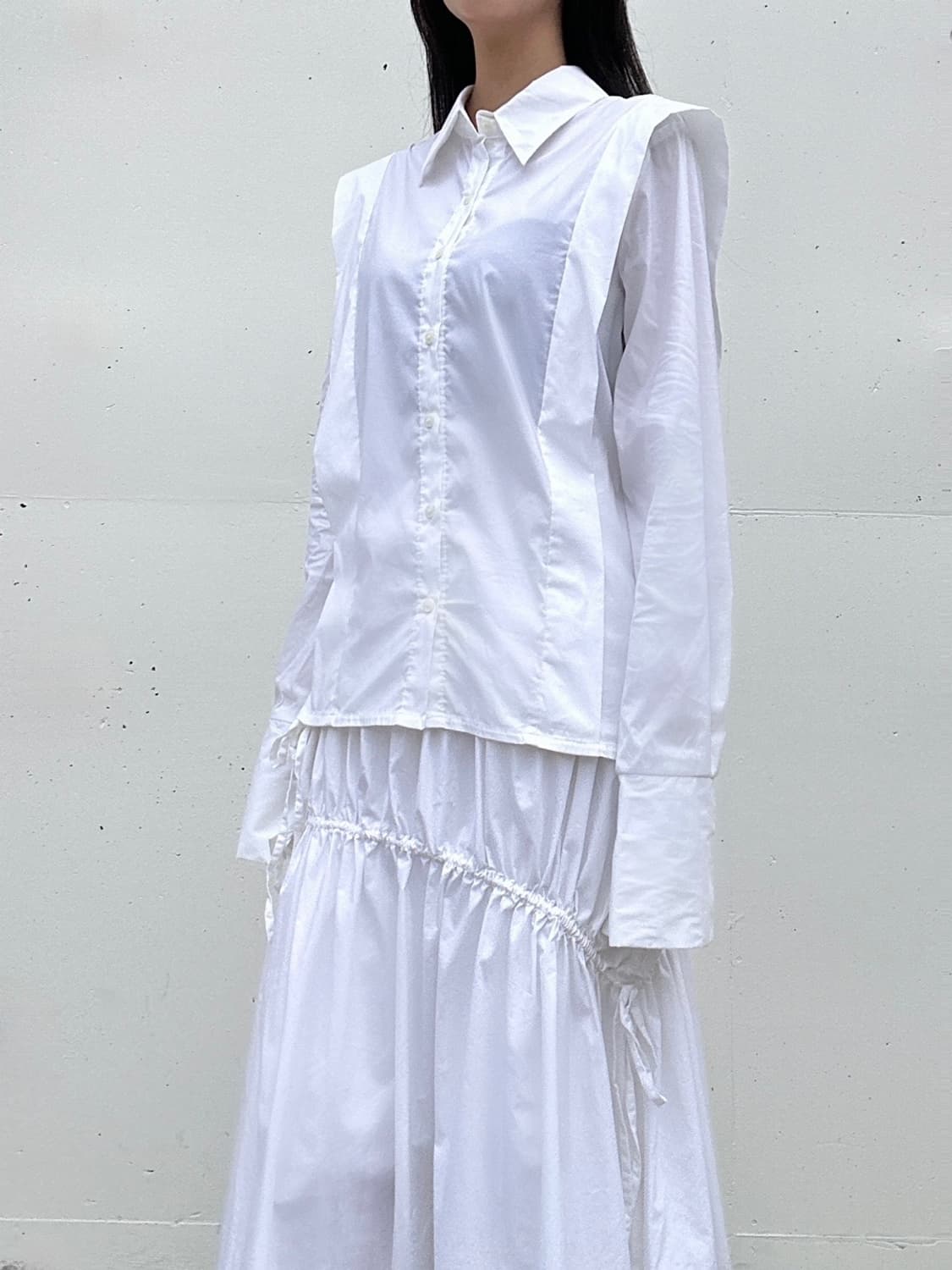 3D triangle tuck shirt / white 상품이미지6