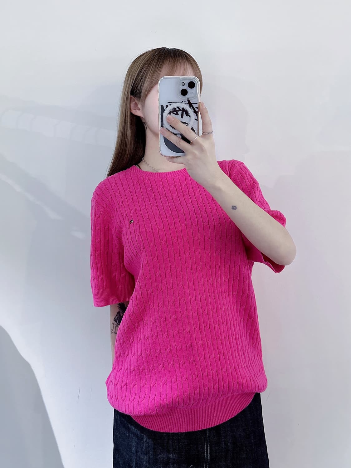 타미힐피거 스몰로고 케이블 니트 반팔 상품이미지1