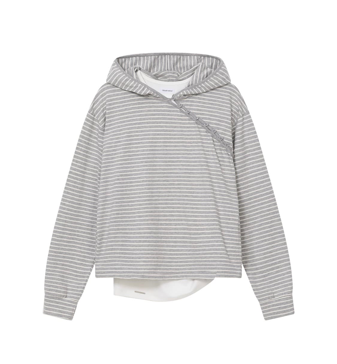 미세키서울 Diagonal button Layered hoodie 그레이 상품이미지1