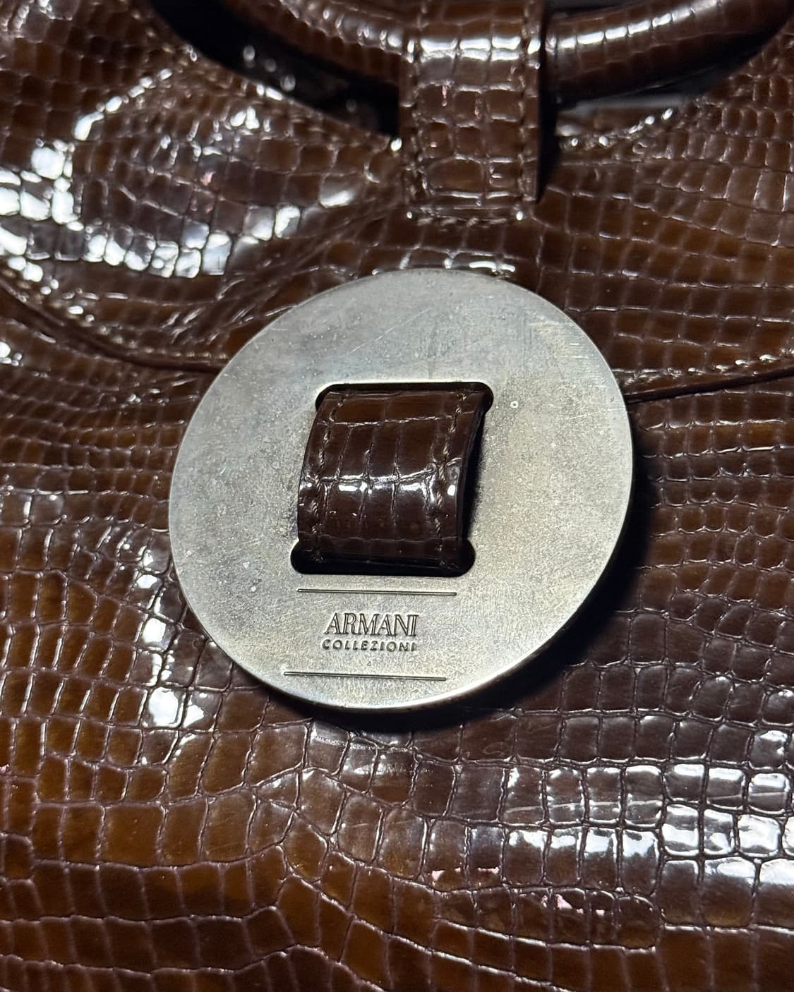 아르마니 꼴레지오니 뱀피 파이톤 pvc 에나멜 가죽 숄더백 에스닉 가방  상품이미지4