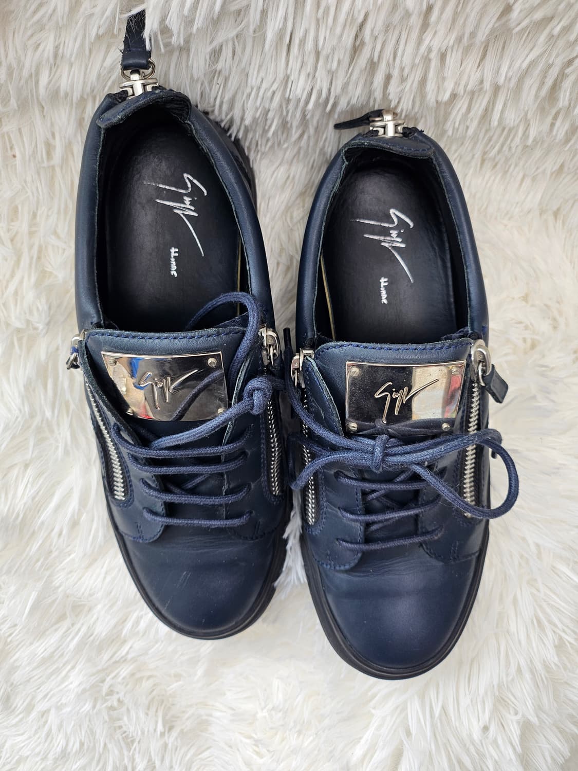 쥬세페 자노티 블랙 레더 스니커즈 255(40) 상품이미지2